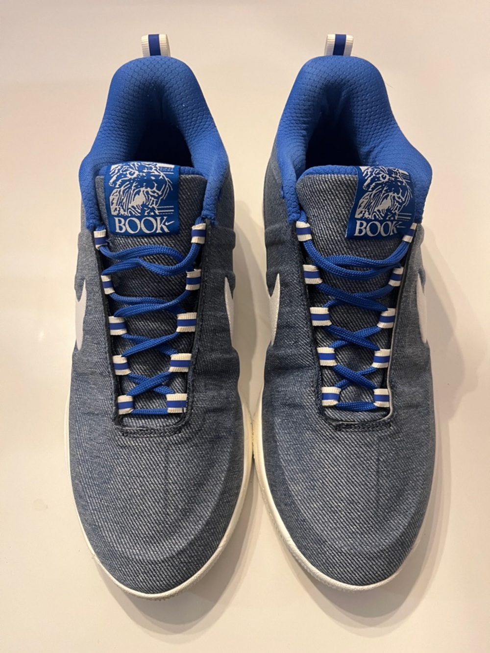 Nike Men's Blue and White Denim-Style Sneakers